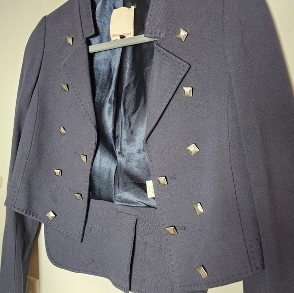 Rebecca Taylor ponte tuxedo navy studded blazer. - Picture 3 of 17